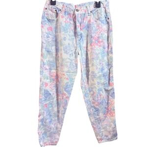 Vintage Zena Floral Print High Waisted Jeans Pastel Denim Size